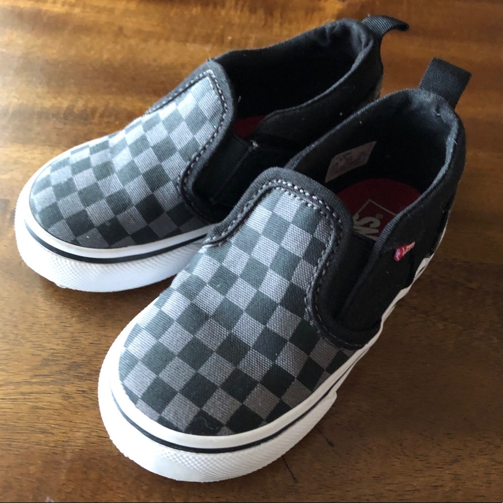 Toddler Grey checkered Vans like new size 6